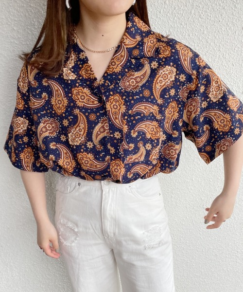 nemne store（ネンネストア）の「総柄開襟半袖シャツ（シャツ/ブラウス・レディース・イエロー/ホワイト系その他2/ネイビー/ホワイト系その他・フリー）」の18枚目の写真