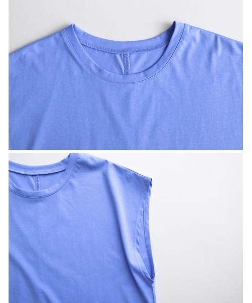 Re:EDIT（リエディ）の「[接触冷感]フレンチスリーブシルケットカットソー（Tシャツ/カットソー・レディース・ブラック/グリーン/ブルー/ピンク/ホワイト/オレンジ・MEDIUM/LARGE）」の10枚目の写真