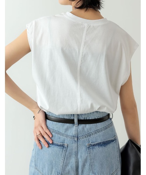 Re:EDIT（リエディ）の「[接触冷感]フレンチスリーブシルケットカットソー（Tシャツ/カットソー・レディース・ブラック/グリーン/ブルー/ピンク/ホワイト/オレンジ・MEDIUM/LARGE）」の20枚目の写真