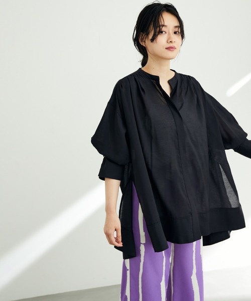 ADAM ET ROPE'（アダムエロペ）の「【WEB限定】バックリボンチュニックシャツ（シャツ/ブラウス・レディース・グリーン系その他/ブラック/ホワイト・FREE）」の3枚目の写真