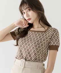 Julia Boutique（ジュリアブティック）の「ジオメトリック柄半袖ニットトップス/22170（ニット/セーター）」
