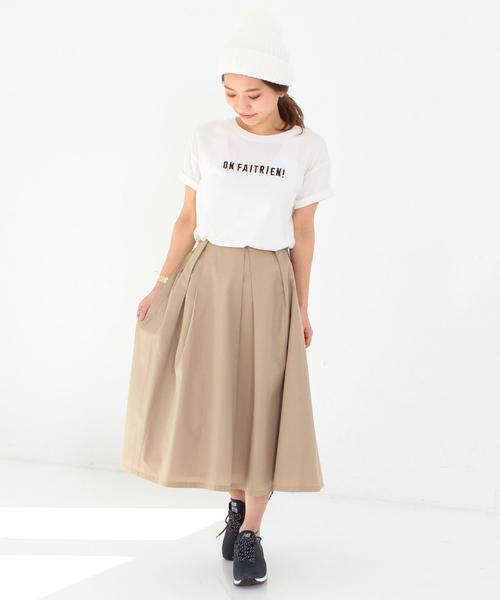 Another Edition（アナザーエディション）の「ロゴ刺しゅうTシャツ/AEBC LOGO EMBR T（Tシャツ/カットソー・レディース・オフホワイト/グレー/ベージュ/ライトブルー・ﾌﾘ-）」の5枚目の写真