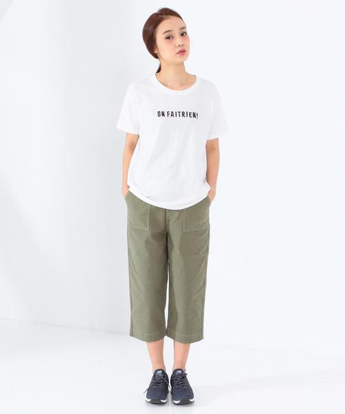 Another Edition（アナザーエディション）の「ロゴ刺しゅうTシャツ/AEBC LOGO EMBR T（Tシャツ/カットソー・レディース・オフホワイト/グレー/ベージュ/ライトブルー・ﾌﾘ-）」の7枚目の写真