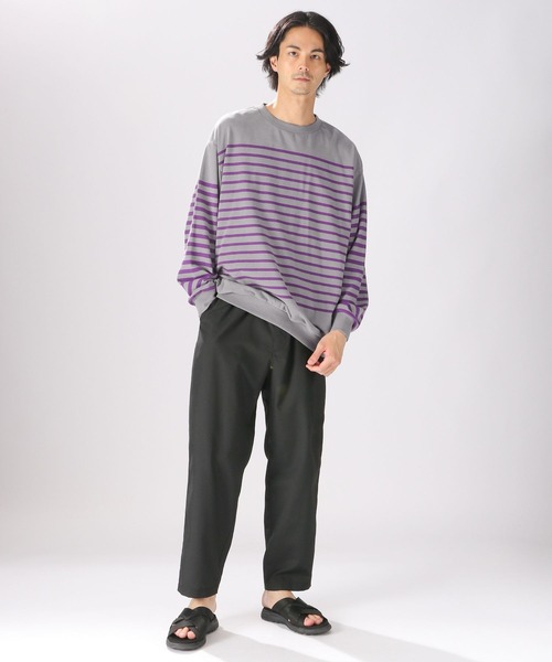 niko and...（ニコアンド）の「クレイジーボーダーロングスリーブTシャツ（Tシャツ/カットソー・メンズ・グレー/チャコール/グリーン・MEDIUM/LARGE）」の8枚目の写真