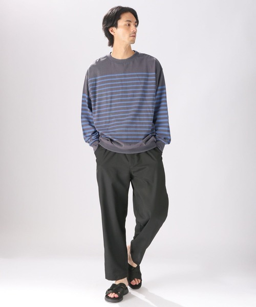 niko and...（ニコアンド）の「クレイジーボーダーロングスリーブTシャツ（Tシャツ/カットソー・メンズ・グレー/チャコール/グリーン・MEDIUM/LARGE）」の9枚目の写真