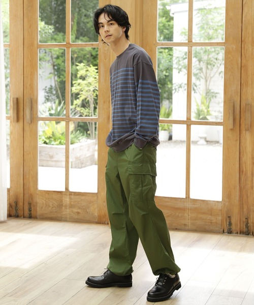 niko and...（ニコアンド）の「クレイジーボーダーロングスリーブTシャツ（Tシャツ/カットソー・メンズ・グレー/チャコール/グリーン・MEDIUM/LARGE）」の4枚目の写真