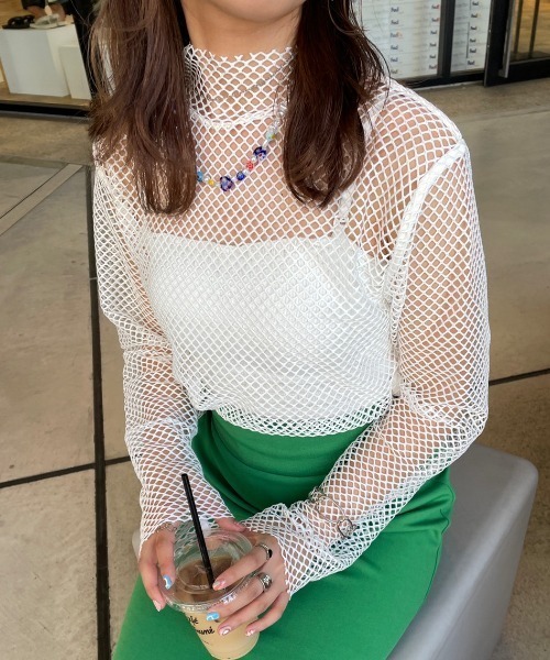 nemne store(ネンネストア)の「【低身長用サイズあり】メッシュプルオーバー(Tシャツ/カットソー・レディース・ブラック/オフホワイト/クリーム・SMALL/MEDIUM)」の5枚目の写真