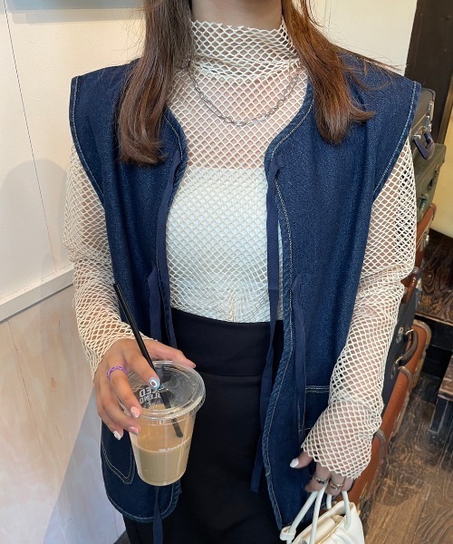 nemne store(ネンネストア)の「【低身長用サイズあり】メッシュプルオーバー(Tシャツ/カットソー・レディース・ブラック/オフホワイト/クリーム・SMALL/MEDIUM)」の10枚目の写真