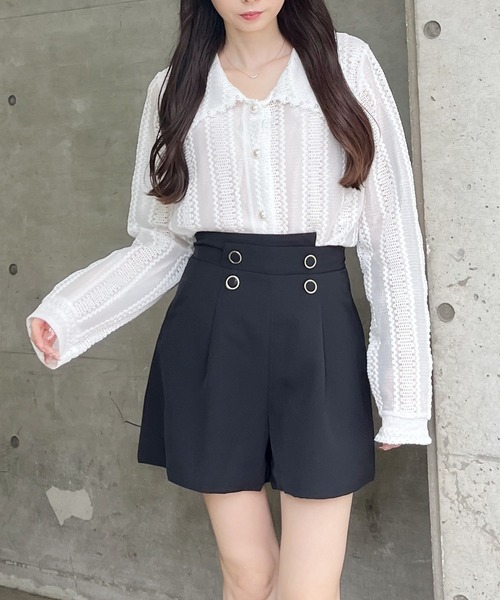 MIIA（ミーア）の「パール釦レースカーディガン（カーディガン/ボレロ・レディース・ブラック/ベージュ/オフホワイト・FREE）」の11枚目の写真