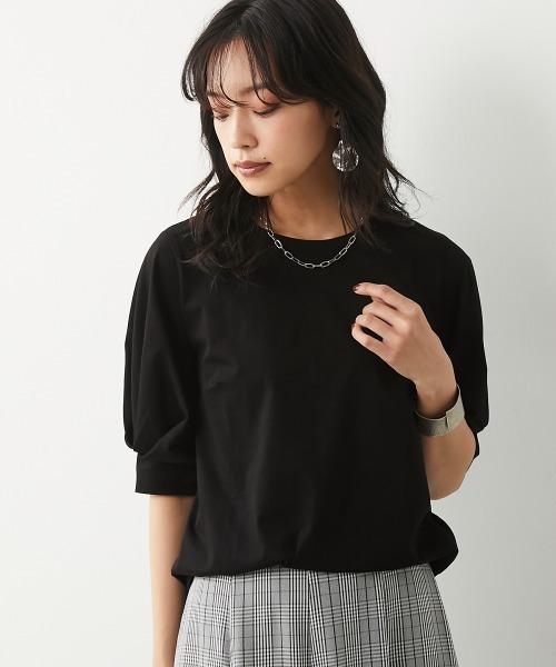 CHIC STYLE(シックスタイル)の「<大きいサイズ>綿100%パフスリーブカットソートップス シックスタイル(Tシャツ/カットソー・レディース・ブラウン/ブラック・4/5/7/8/3/6/2)」の10枚目の写真