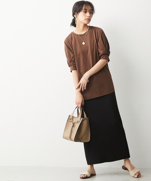 CHIC STYLE(シックスタイル)の「<大きいサイズ>綿100%パフスリーブカットソートップス シックスタイル(Tシャツ/カットソー・レディース・ブラウン/ブラック・4/5/7/8/3/6/2)」の9枚目の写真