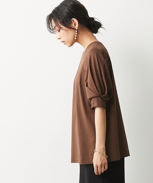 CHIC STYLE(シックスタイル)の「<大きいサイズ>綿100%パフスリーブカットソートップス シックスタイル(Tシャツ/カットソー・レディース・ブラウン/ブラック・4/5/7/8/3/6/2)」の21枚目の写真