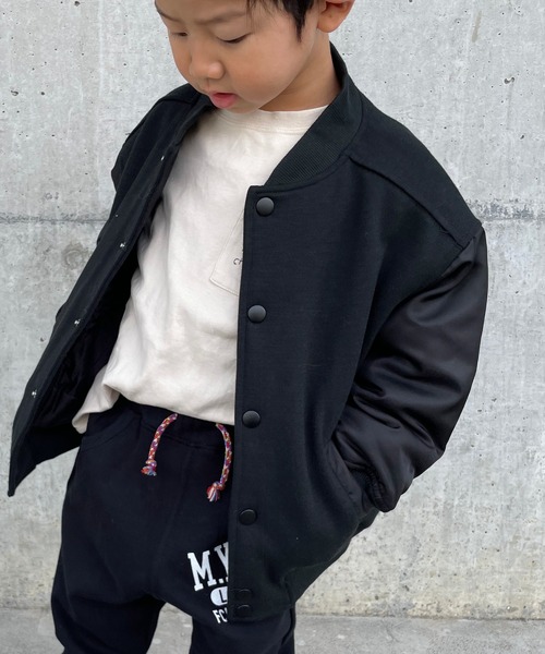 MAKE YOUR DAY（メイクユアデイ）の「無地スタジャン■80～140cm（スタジャン・キッズ・カーキ/その他/ブラック・80/90/100/110/120/130/140）」の2枚目の写真