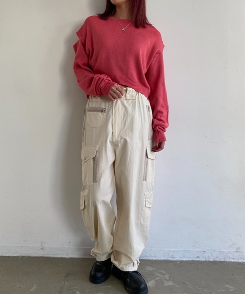 FIG&VIPER（フィグアンドバイパー）の「袖取り外し3WAYニットトップス（ニット/セーター・レディース・ブラック/ピンク/ブルー・FREE）」の8枚目の写真