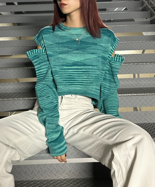 FIG&VIPER（フィグアンドバイパー）の「袖取り外し3WAYニットトップス（ニット/セーター・レディース・ブラック/ピンク/ブルー・FREE）」の16枚目の写真