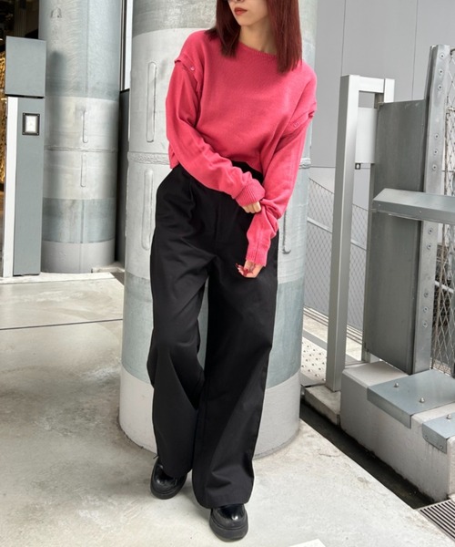 FIG&VIPER（フィグアンドバイパー）の「袖取り外し3WAYニットトップス（ニット/セーター・レディース・ブラック/ピンク/ブルー・FREE）」の9枚目の写真