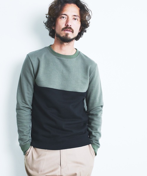 Magine（マージン）の「BACK BRASHED URAKE 2TONE P/O SWEAT L/S:裏毛裏起毛 2トーン プルオーバースウェット 22AW（スウェット・メンズ・ホワイト/グレー/オリーブ/グレイッシュベージュ・44/46/48）」の4枚目の写真