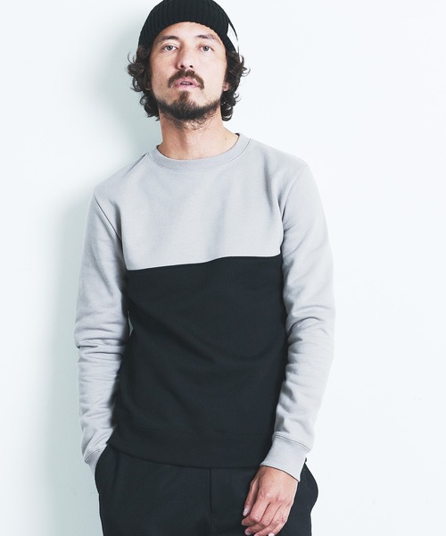 Magine（マージン）の「BACK BRASHED URAKE 2TONE P/O SWEAT L/S:裏毛裏起毛 2トーン プルオーバースウェット 22AW（スウェット・メンズ・ホワイト/グレー/オリーブ/グレイッシュベージュ・44/46/48）」の3枚目の写真