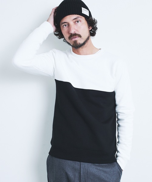 Magine（マージン）の「BACK BRASHED URAKE 2TONE P/O SWEAT L/S:裏毛裏起毛 2トーン プルオーバースウェット 22AW（スウェット・メンズ・ホワイト/グレー/オリーブ/グレイッシュベージュ・44/46/48）」の9枚目の写真
