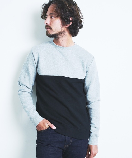 Magine（マージン）の「BACK BRASHED URAKE 2TONE P/O SWEAT L/S:裏毛裏起毛 2トーン プルオーバースウェット 22AW（スウェット・メンズ・ホワイト/グレー/オリーブ/グレイッシュベージュ・44/46/48）」の7枚目の写真