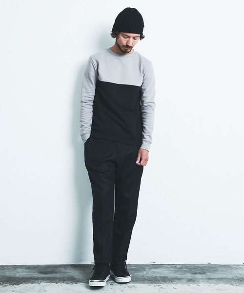 Magine（マージン）の「BACK BRASHED URAKE 2TONE P/O SWEAT L/S:裏毛裏起毛 2トーン プルオーバースウェット 22AW（スウェット・メンズ・ホワイト/グレー/オリーブ/グレイッシュベージュ・44/46/48）」の5枚目の写真