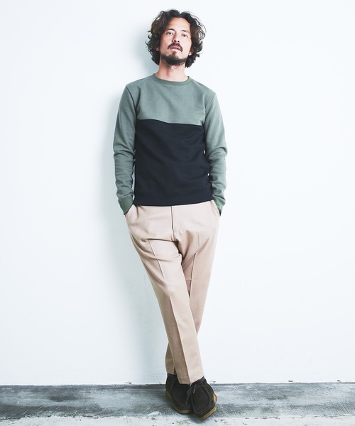 Magine（マージン）の「BACK BRASHED URAKE 2TONE P/O SWEAT L/S:裏毛裏起毛 2トーン プルオーバースウェット 22AW（スウェット・メンズ・ホワイト/グレー/オリーブ/グレイッシュベージュ・44/46/48）」の12枚目の写真