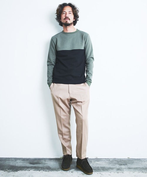 Magine（マージン）の「BACK BRASHED URAKE 2TONE P/O SWEAT L/S:裏毛裏起毛 2トーン プルオーバースウェット 22AW（スウェット・メンズ・ホワイト/グレー/オリーブ/グレイッシュベージュ・44/46/48）」の6枚目の写真