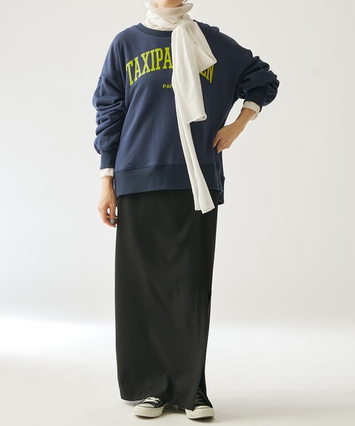 COLLAGE GALLARDAGALANTE（コラージュガリャルダガランテ）の「TAXIプリント/ロゴスウェット（スウェット・レディース・ネイビー・FREE）」の3枚目の写真
