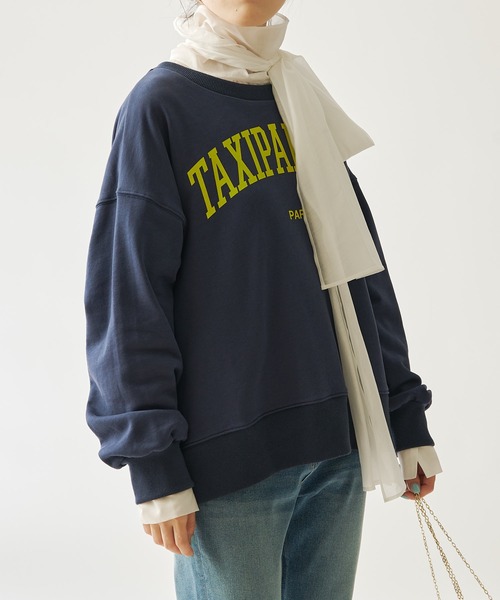 COLLAGE GALLARDAGALANTE（コラージュガリャルダガランテ）の「TAXIプリント/ロゴスウェット（スウェット・レディース・ネイビー・FREE）」の5枚目の写真