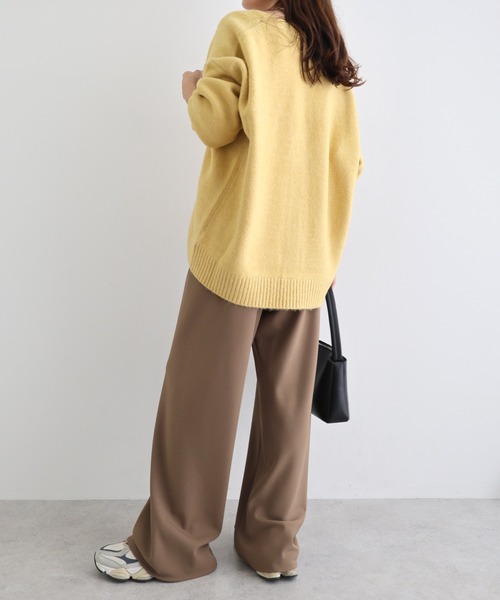 andme（アンドミー）の「【新色追加】Vネック長袖ニットカーディガン（カーディガン/ボレロ・レディース・オートミール/チャコールグレー/グレイッシュベージュ/ベージュ/オレンジ/ラベンダー/ネイビー/ライム/ブラウン/レッド/グレー/ブラック/カーキ系/イエロー/ブルー/オフホワイト・F(M)）」の22枚目の写真