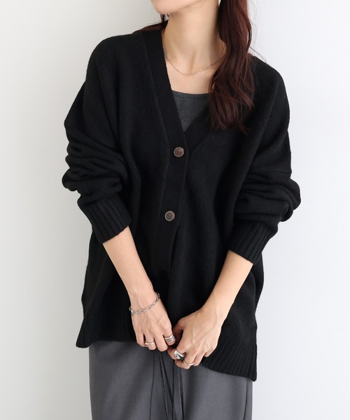 セール】【新色追加】Vネック長袖ニットカーディガン（カーディガン