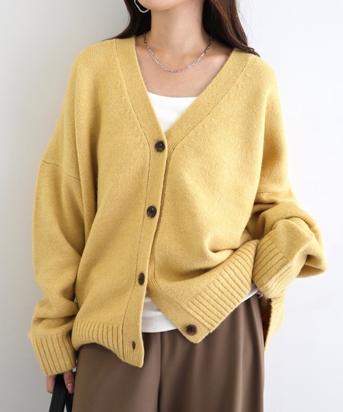 セール】【新色追加】Vネック長袖ニットカーディガン（カーディガン