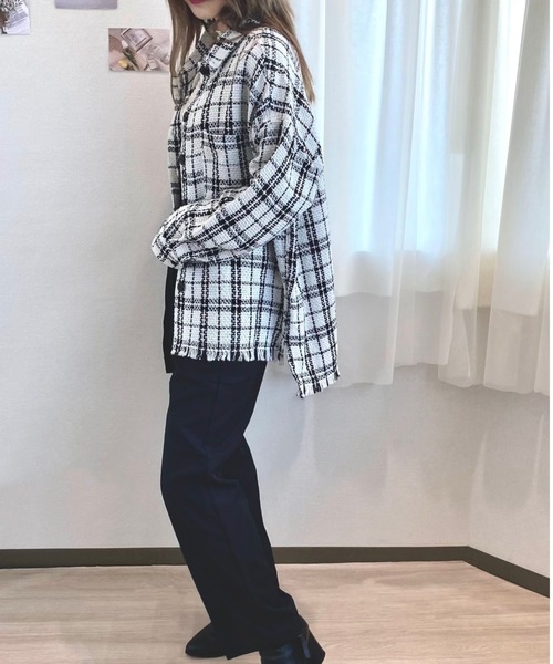 CECIL McBEE（セシルマクビー）の「ツイードジャケット（テーラードジャケット・レディース・ブラック/ホワイト・MEDIUM/LARGE）」の6枚目の写真