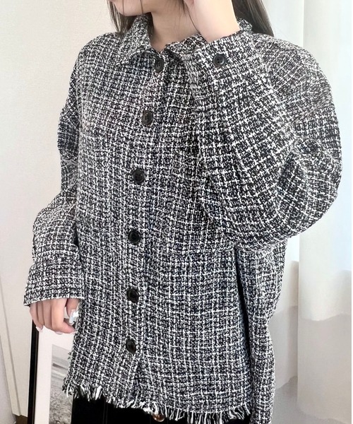 CECIL McBEE（セシルマクビー）の「ツイードジャケット（テーラードジャケット・レディース・ブラック/ホワイト・MEDIUM/LARGE）」の8枚目の写真