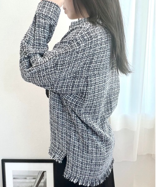 CECIL McBEE（セシルマクビー）の「ツイードジャケット（テーラードジャケット・レディース・ブラック/ホワイト・MEDIUM/LARGE）」の9枚目の写真