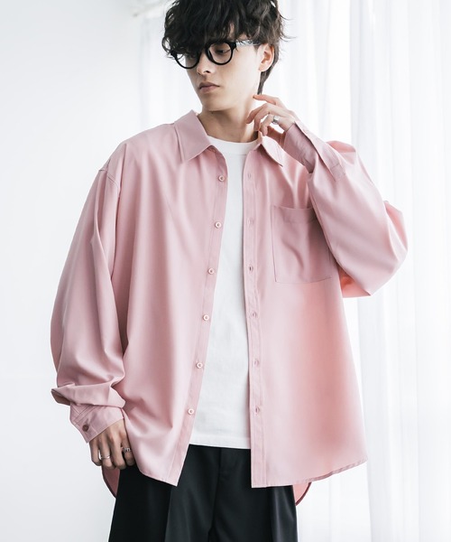 Rocky Monroe(ロッキーモンロー)の「新色追加 オーバーサイズ レギュラーカラーストレッチ長袖シャツ(シャツ/ブラウス・メンズ・ホワイト/ブラック/ネイビー/バーガンディー/ブルーグリーン/グレイッシュベージュ/チャコール/ブルー/グレー/ダークパープル/ブルーグレー/カーキ/グレー系/ミント/ピンク・M/XL/L)」の14枚目の写真