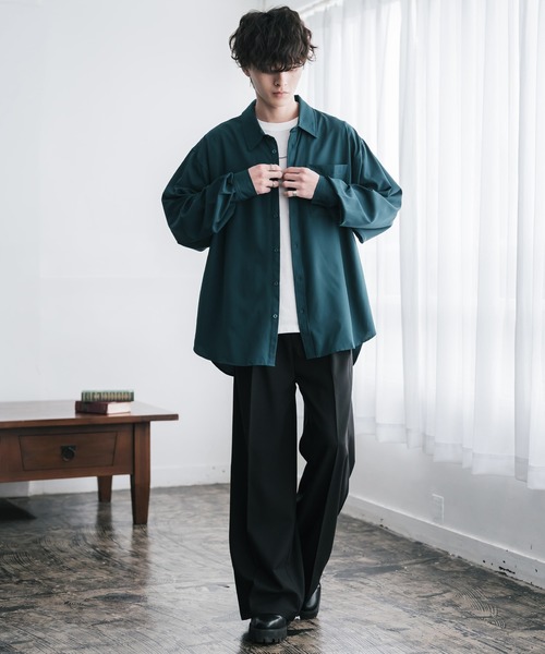 セール】新色追加 オーバーサイズ レギュラーカラーストレッチ長袖