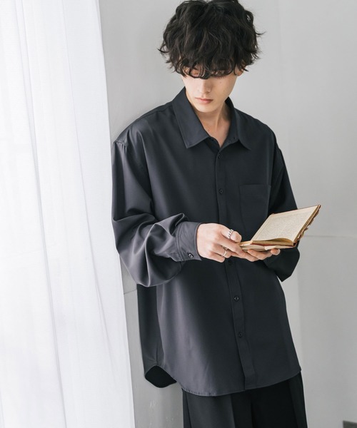 【超美品】8YARDS ♪ERITSUKI HYBRIDシャツ M 黒 セール】新色追加 オーバーサイズ レギュラーカラーストレッチ長袖