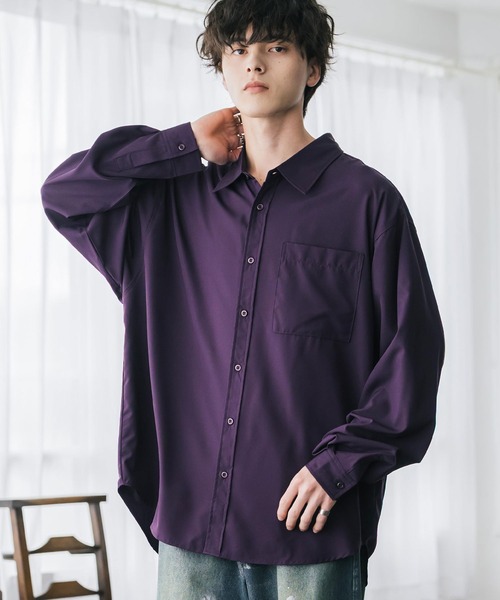 セール】新色追加 オーバーサイズ レギュラーカラーストレッチ長袖