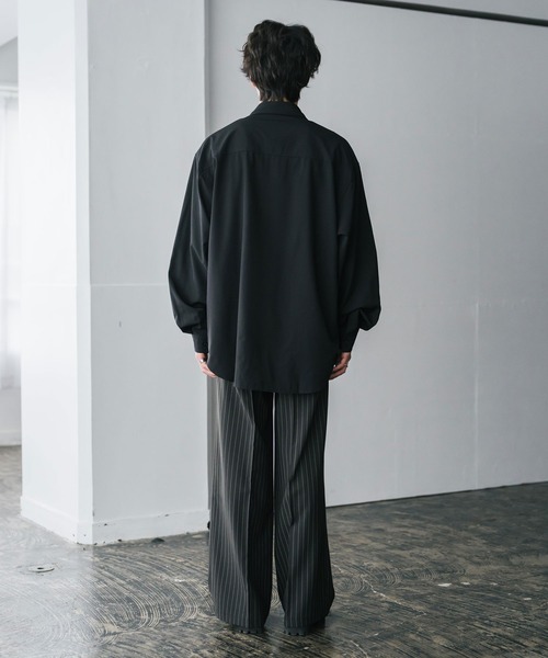 セール】新色追加 オーバーサイズ レギュラーカラーストレッチ長袖