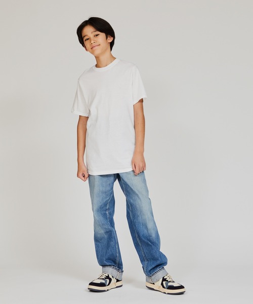 HANES(ヘインズ)の「【Hanes/ヘインズ】キッズ 【2枚組】リングスパンコットンクルーネックTシャツ(Tシャツ/カットソー・キッズ・ホワイト・130/140/150/160)」の11枚目の写真