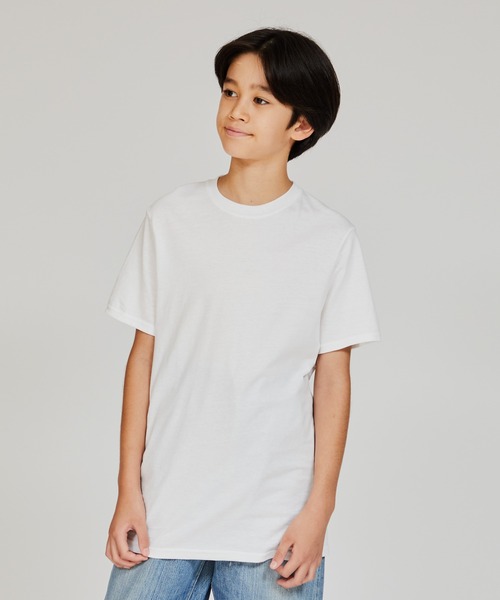 HANES(ヘインズ)の「【Hanes/ヘインズ】キッズ 【2枚組】リングスパンコットンクルーネックTシャツ(Tシャツ/カットソー・キッズ・ホワイト・130/140/150/160)」の7枚目の写真