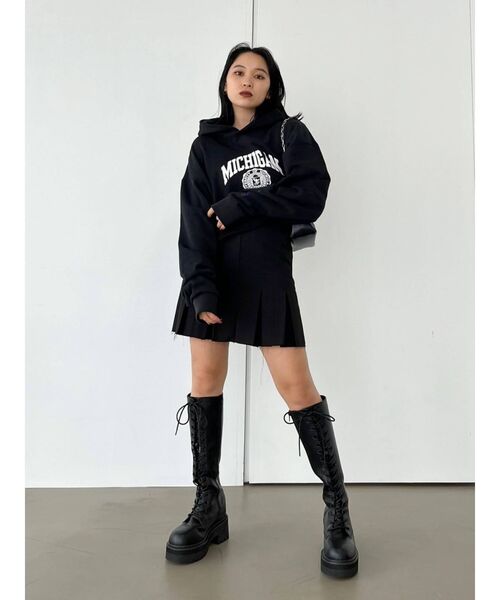 EMODA（エモダ）の「ヘムカットプリーツミニスカート（スカート・レディース・ブラック/ベージュ・SMALL/MEDIUM）」の7枚目の写真