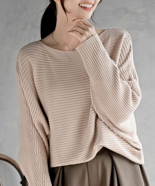 rps(アールピーエス)の「ドルマンリブニットプルオーバー(ニット/セーター・レディース・ダークグリーン/ブルー/アイボリー/ボルドー/イエロー系その他/グレイッシュベージュ/ブラック・M/フリー)」の3枚目の写真