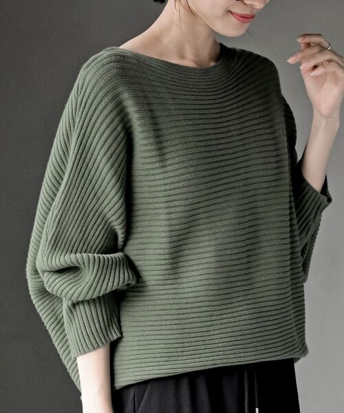 rps(アールピーエス)の「ドルマンリブニットプルオーバー(ニット/セーター・レディース・ダークグリーン/ブルー/アイボリー/ボルドー/イエロー系その他/グレイッシュベージュ/ブラック・M/フリー)」の4枚目の写真