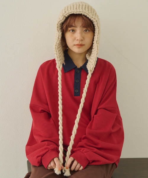 MERLOT(メルロー)の「ワイドポロスウェット(スウェット・レディース・ブラック/レッド/ブルー・FREE)」の3枚目の写真