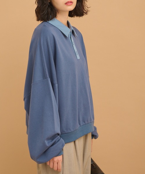 MERLOT(メルロー)の「ワイドポロスウェット(スウェット・レディース・ブラック/レッド/ブルー・FREE)」の8枚目の写真