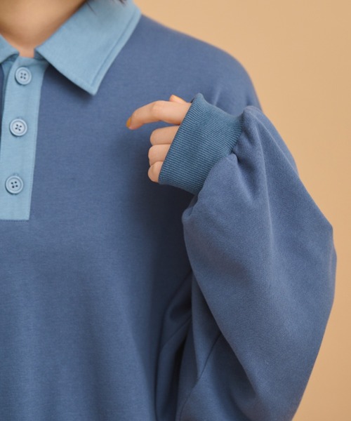 MERLOT(メルロー)の「ワイドポロスウェット(スウェット・レディース・ブラック/レッド/ブルー・FREE)」の6枚目の写真