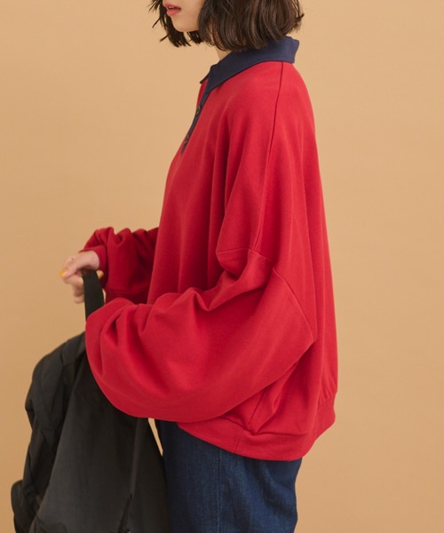 MERLOT(メルロー)の「ワイドポロスウェット(スウェット・レディース・ブラック/レッド/ブルー・FREE)」の15枚目の写真