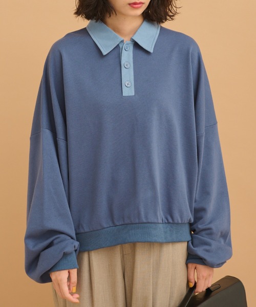 MERLOT(メルロー)の「ワイドポロスウェット(スウェット・レディース・ブラック/レッド/ブルー・FREE)」の5枚目の写真